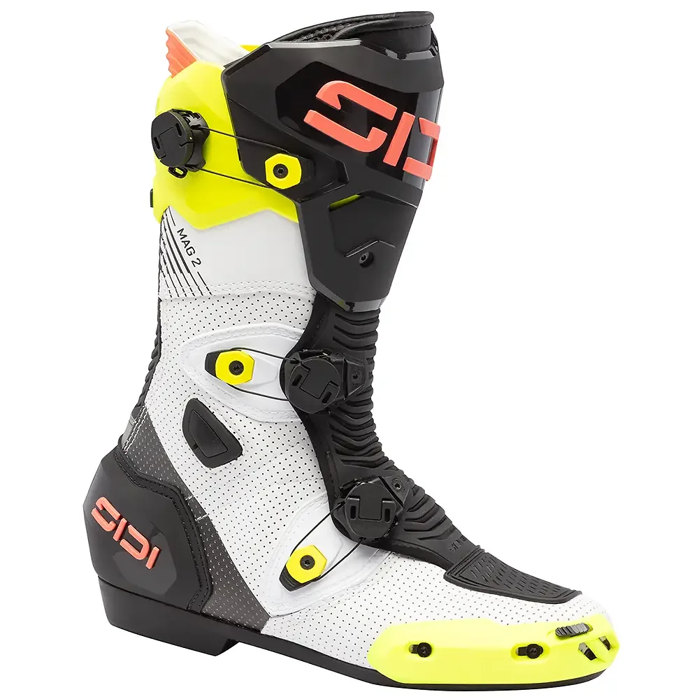 Acabado de fábrica en color Amarillo Fluo/Coral Fluo, 47 para el MAG-2 Air Botas - Moto Garage Miami