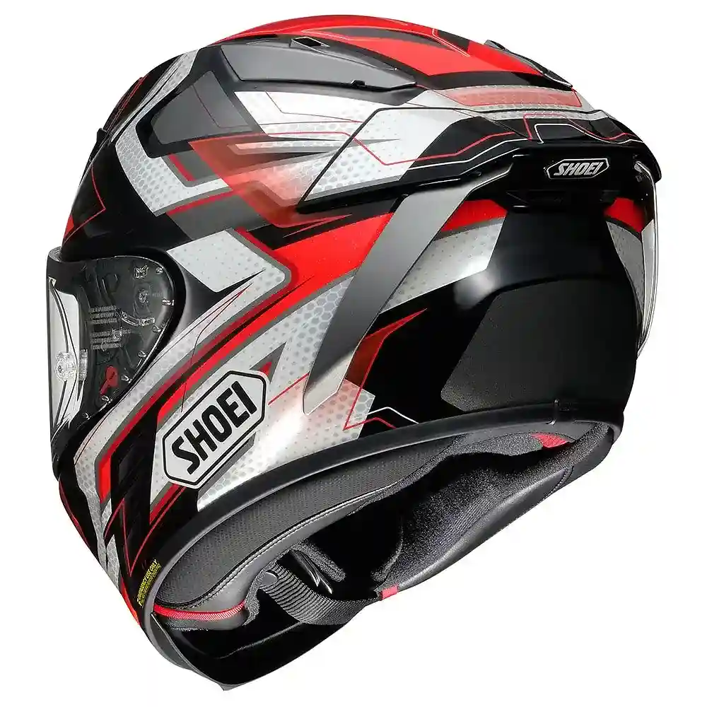 Detalle posterior y spoiler integrado del equipamiento X-FIFTEEN ESCALATE / Casco SHOEI - Moto Garage Miami