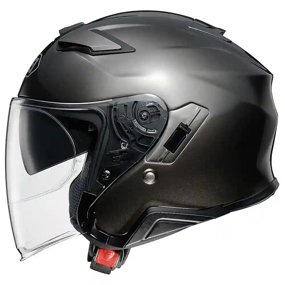 Vista frontal y diseño de calota del J-CRUISER II Casco Shoei - Moto Garage Miami