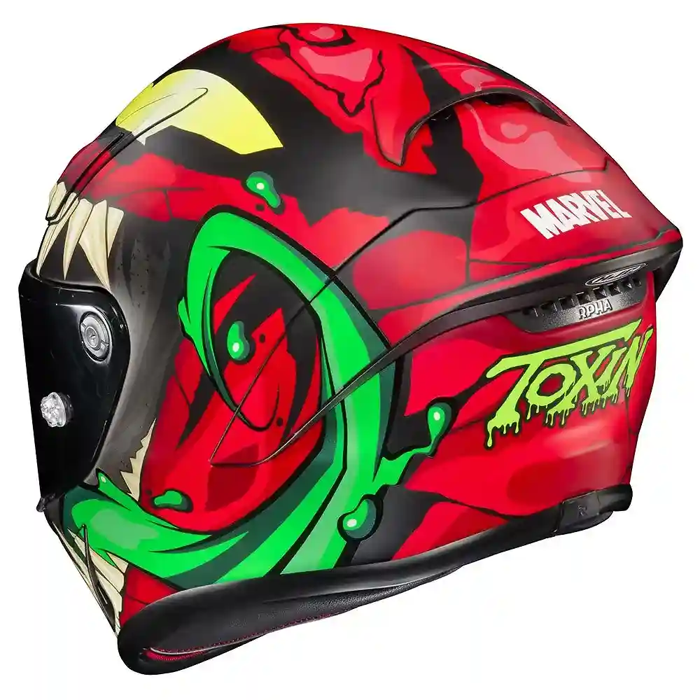 Primer plano de la construcción y material del RPHA 1N TOXIN / Casco HJC - Moto Garage Miami