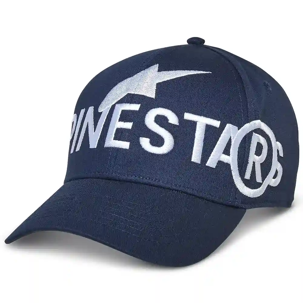 Vista frontal y diseño de calota del Committed / Gorra Alpinestars - Moto Garage Miami