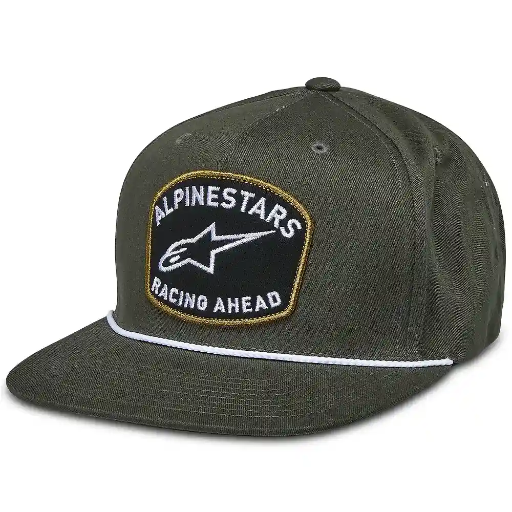 Toma estructural y acabado gráfico Verde Militar del modelo Promptus Snapback / Gorra - Moto Garage Miami