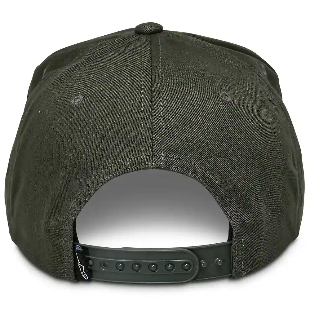 Primer plano de la construcción y material del Promptus Snapback / Gorra Alpinestars - Moto Garage Miami