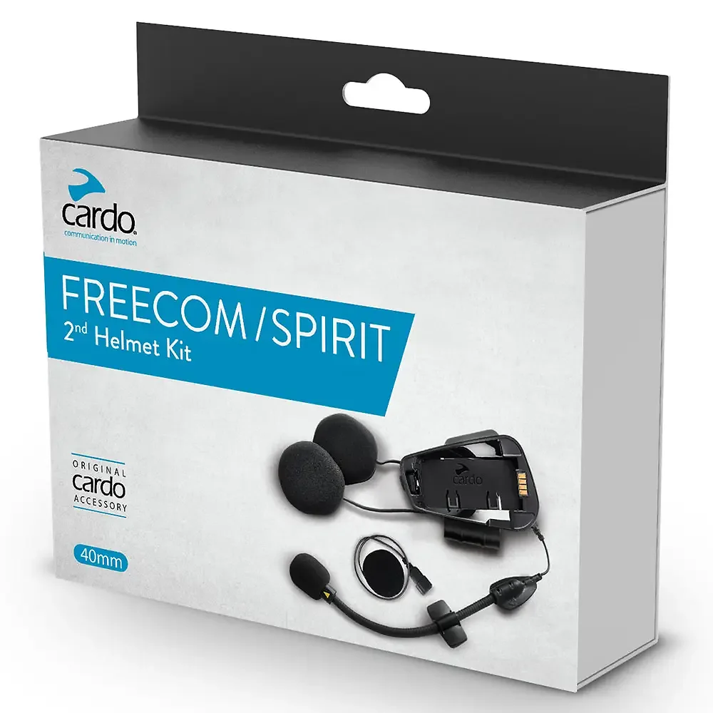 Vista frontal y diseño de calota del Kit 2do. Casco Freecom/Spirit - Moto Garage Miami