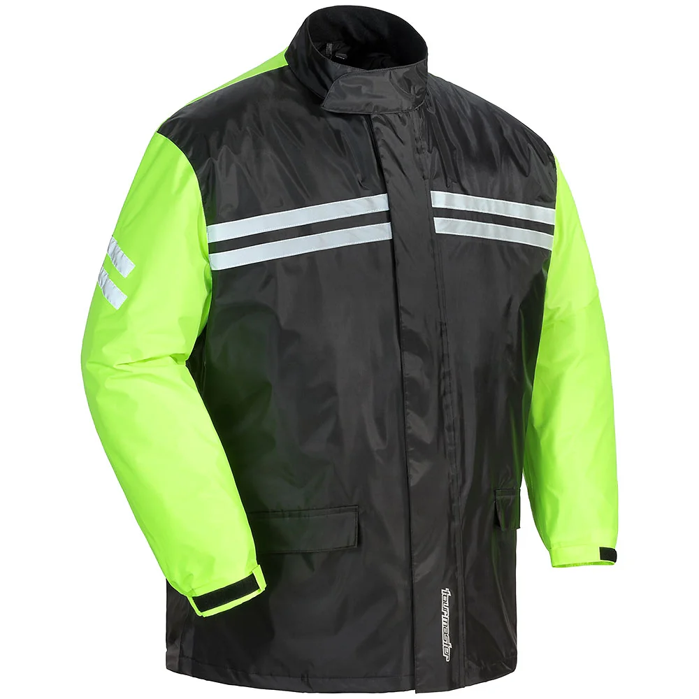 Detalle de pintura y diseño en tonalidad Negro/Alta Visibilidad, 3XL del Traje para lluvia de 2 Piezas SHIELD - Moto Garage Miami