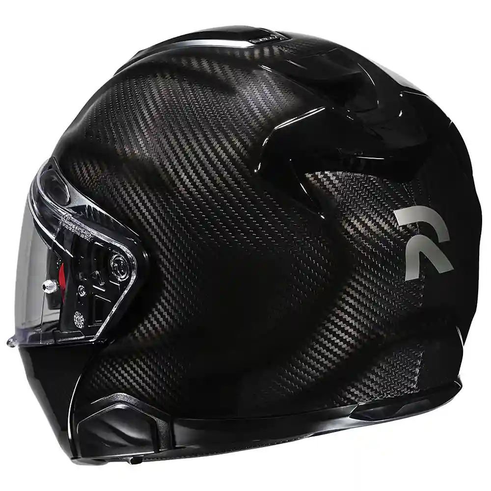 Vista frontal y diseño de calota del RPHA 91 CARBON / Casco HJC - Moto Garage Miami