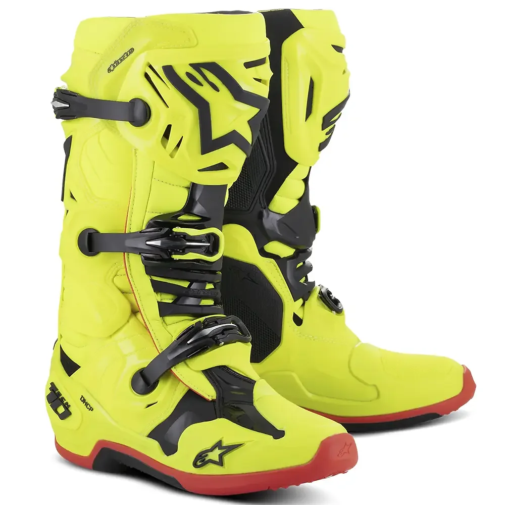 Acabado de fábrica en color Amarillo Fluor/Negro/Rojo Fluor, 14 para el TECH 10 Botas - Moto Garage Miami