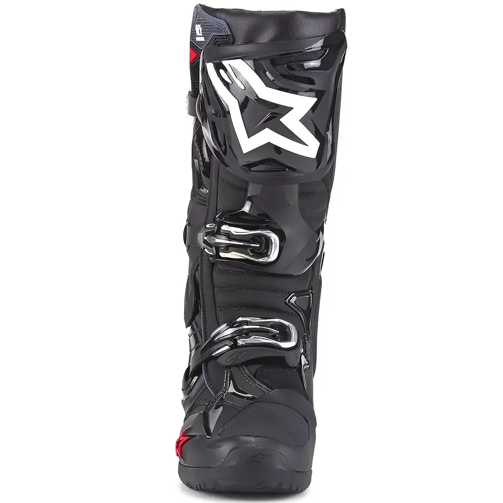 Vista frontal y diseño de calota del TECH 10 ENDURO Botas Alpinestars - Moto Garage Miami
