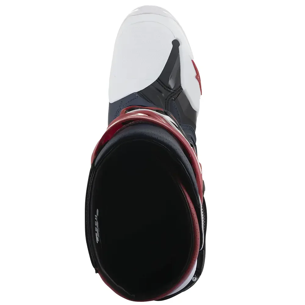 Acabados interiores y sistema de retención del modelo Tech 10 Supervented Botas Alpinestars - Moto Garage Miami