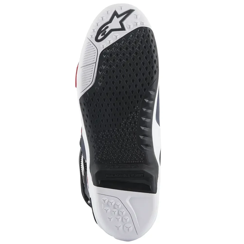 Acabados interiores y sistema de retención del modelo Tech 10 Supervented Botas Alpinestars - Moto Garage Miami