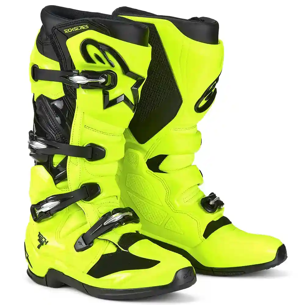 Toma estructural y acabado gráfico Amarillo Fluor/Negro, 14 del modelo TECH 7 MX / Botas - Moto Garage Miami