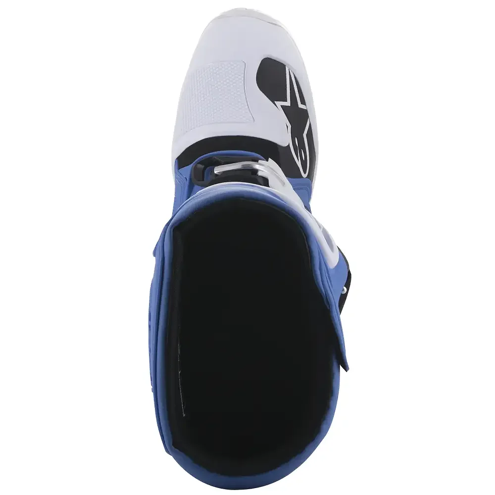 Vista frontal y diseño de calota del Tech 5 Botas Alpinestars - Moto Garage Miami