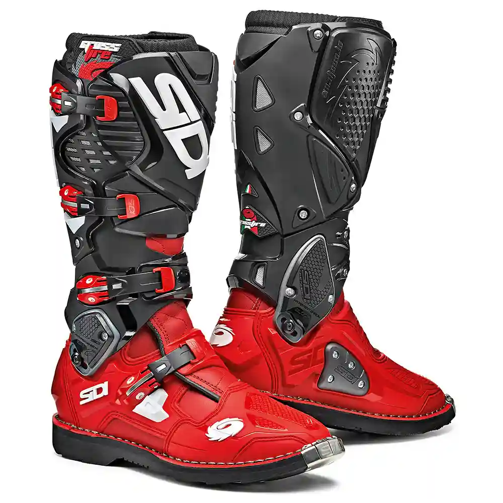 Vista frontal y diseño de calota del CROSSFIRE 3 TA Botas Sidi - Moto Garage Miami