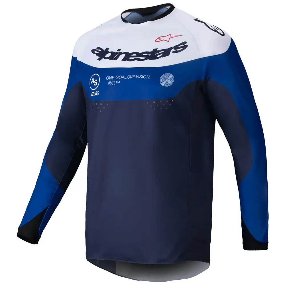 Detalle de pintura y diseño en tonalidad Azul Marino/Azul Brillante/Blanco, 2XL del Jersey Pro-Dura - Moto Garage Miami