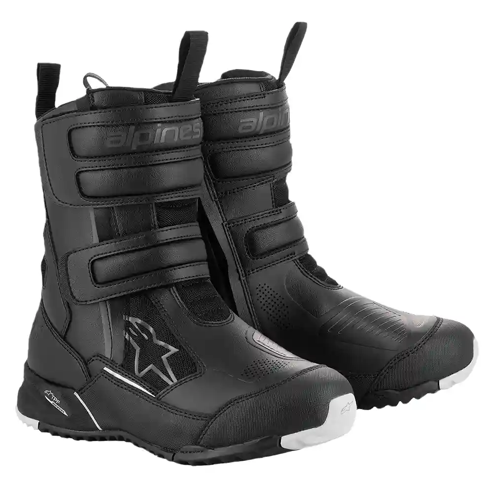 Vista frontal y diseño de calota del Stella RT-7 Drystar® Botas Alpinestars - Moto Garage Miami