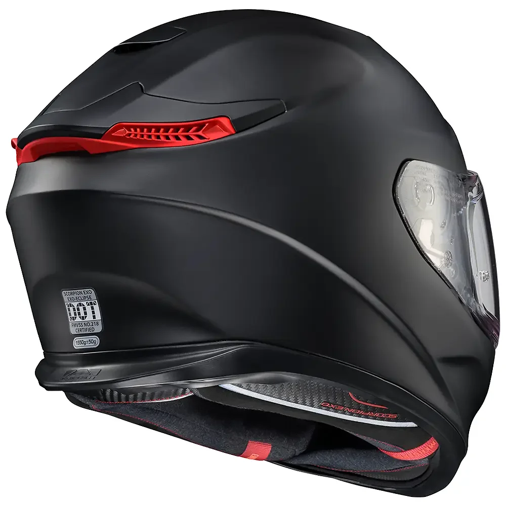 Primer plano de la construcción y material del EXO-ECLIPSE Sólido Casco Scorpion EXO - Moto Garage Miami