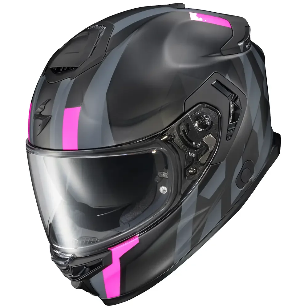 Detalle de pintura y diseño en tonalidad Rosa, 2XL del EXO-ECLIPSE PIVOTE Casco EXO - Moto Garage Miami