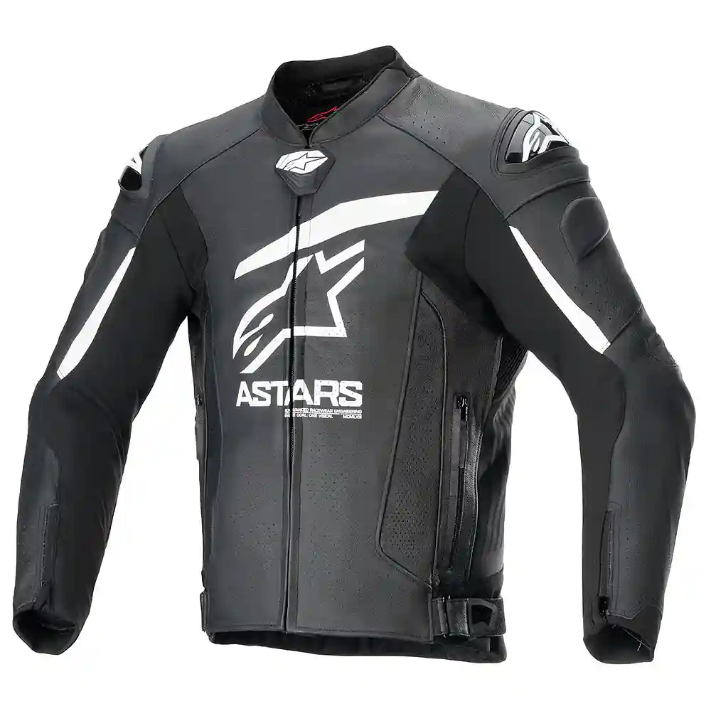 Toma estructural y acabado gráfico Negro/Blanco, 60 del modelo GP PLUS R V4 AIRFLOW Chaqueta - Moto Garage Miami