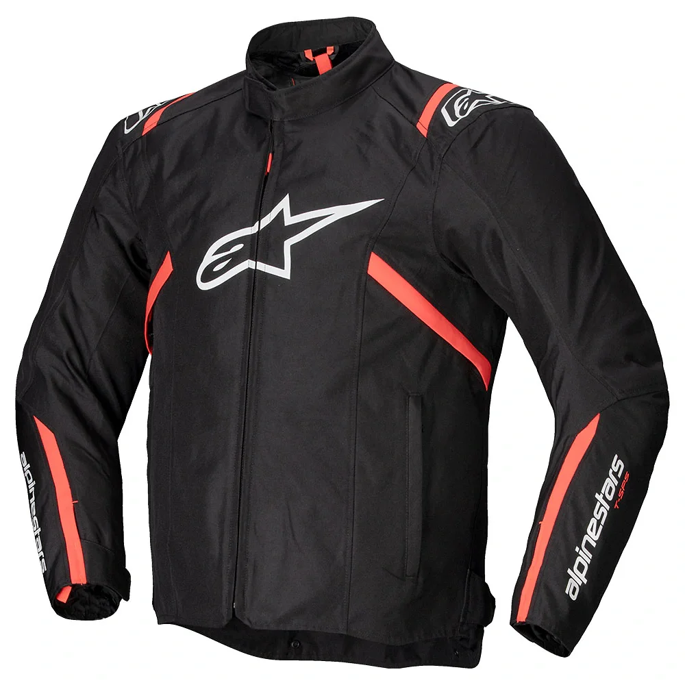 Detalle de pintura y diseño en tonalidad Negro/Blanco/Rojo Fluor, 3XL del T-SPS V2 Impermeable Chaqueta - Moto Garage Miami