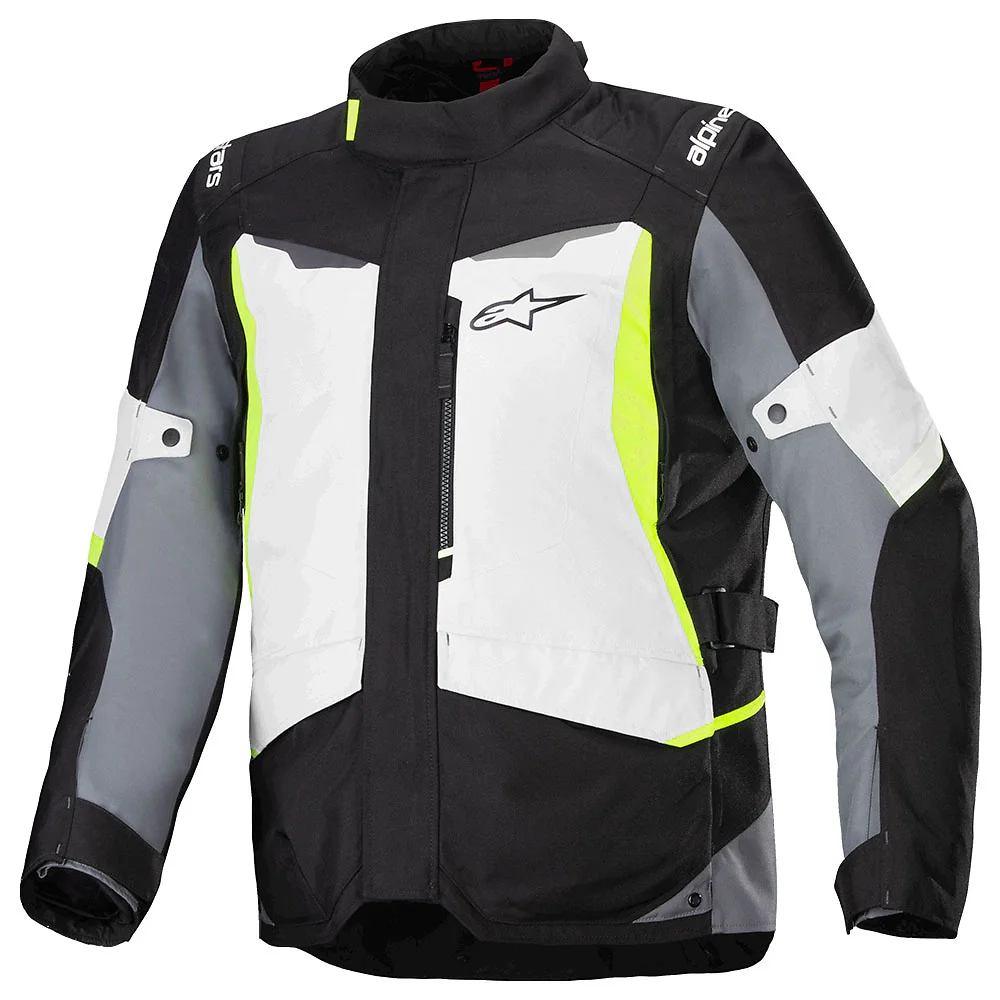 Materiales y estética visual de la versión Gris Hielo/Negro/Amarillo Fluorescente, 3XL del ST-1 Impermeable Chaqueta - Moto Garage Miami