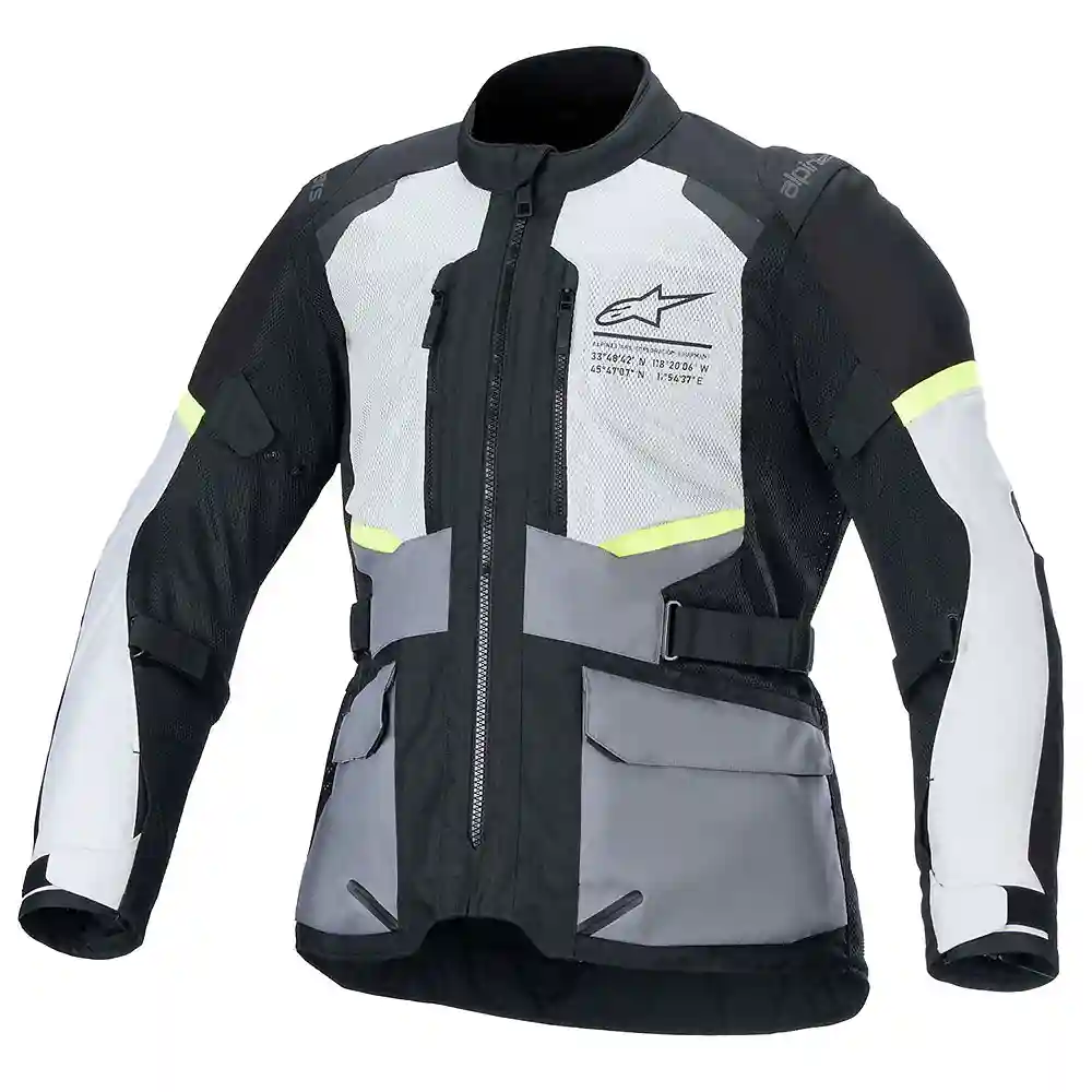 Materiales y estética visual de la versión Gris Hielo/Gris Oscuro/Negro, 4XL del ANDES AIR Drystar® Chaqueta - Moto Garage Miami