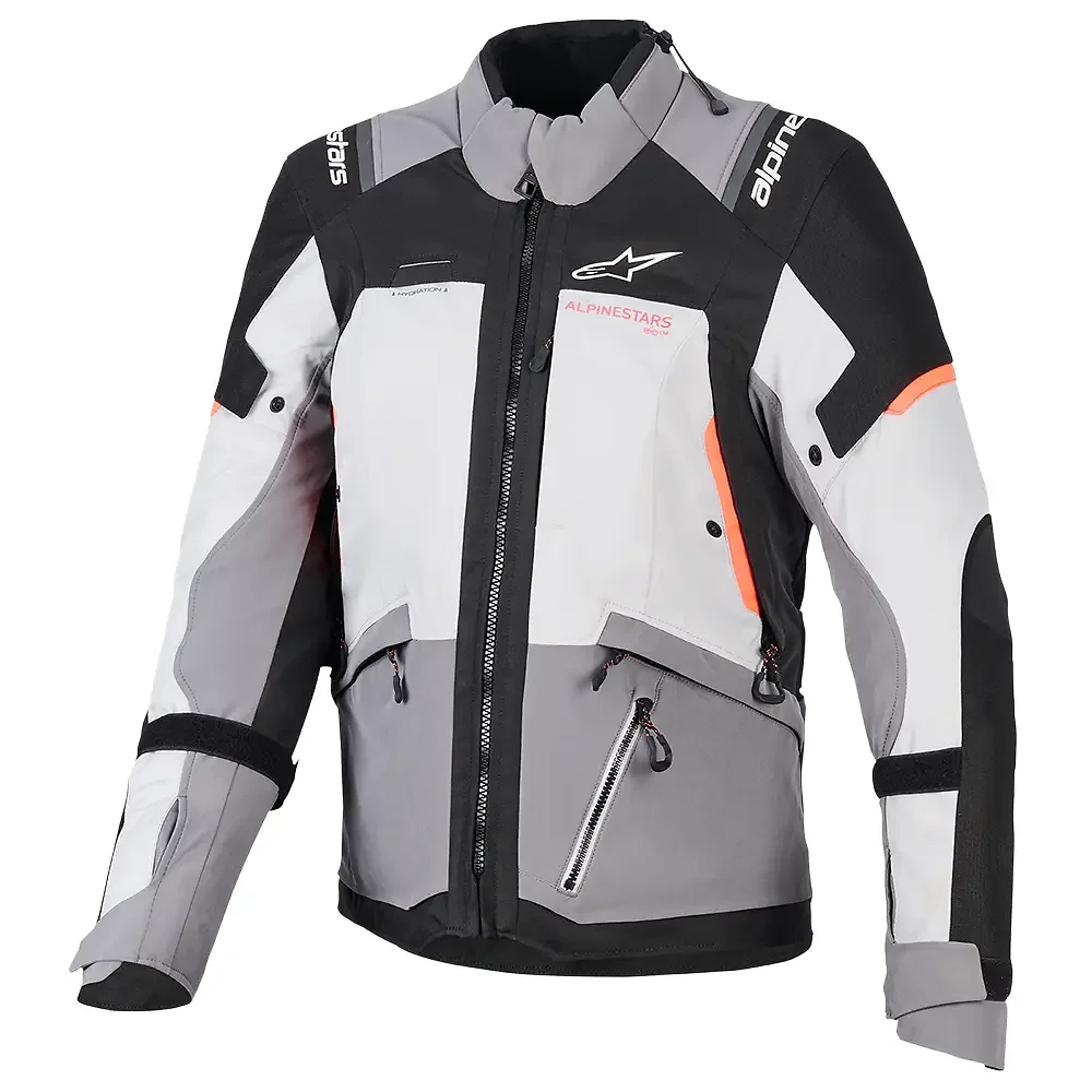 Toma estructural y acabado gráfico Gris Oscuro/Gris Hielo/Negro/Coral, 2XL del modelo Stella Andes V4 Drystar® / Chaqueta - Moto Garage Miami