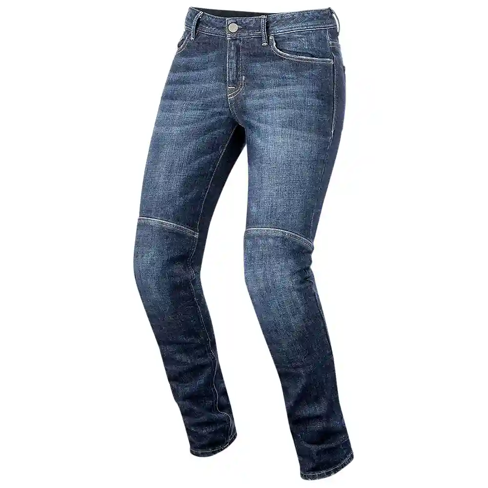 Materiales y estética visual de la versión Azul Oscuro Lavado, 34 del Pantalones Stella DAISY - Moto Garage Miami