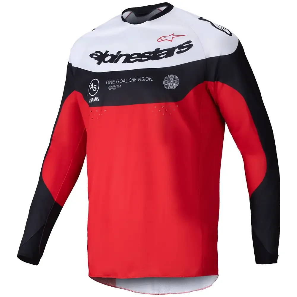 Materiales y estética visual de la versión Negro/Rojo Brillante/Blanco, 2XL del Jersey Pro-Dura - Moto Garage Miami