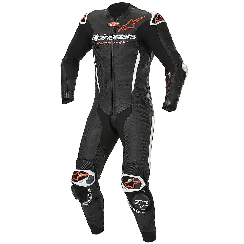 Toma estructural y acabado gráfico Negro/Blanco/Rojo Fluor, 60 del modelo GP-R7 Traje de cuero - Moto Garage Miami