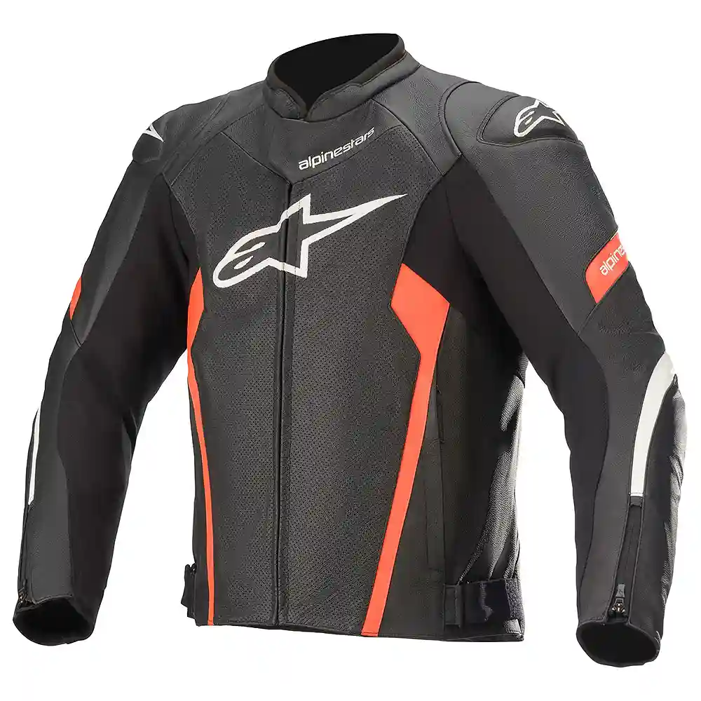 Acabado de fábrica en color Negro/Blanco/Rojo Fluor, 60 para el FASTER V2 AIRFLOW Chaqueta - Moto Garage Miami
