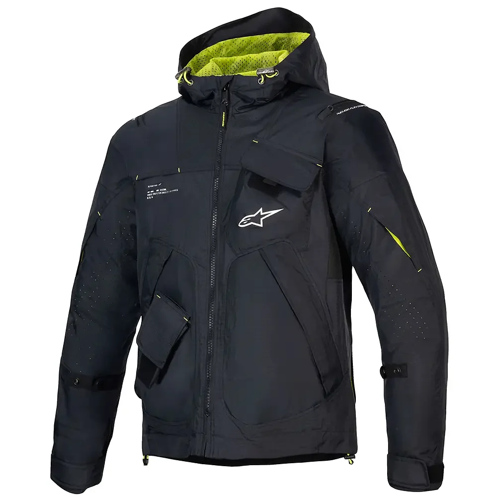 Materiales y estética visual de la versión Negro /Lima Vibrante /Blanco, 4XL del MOGRESS AIR Chaqueta - Moto Garage Miami