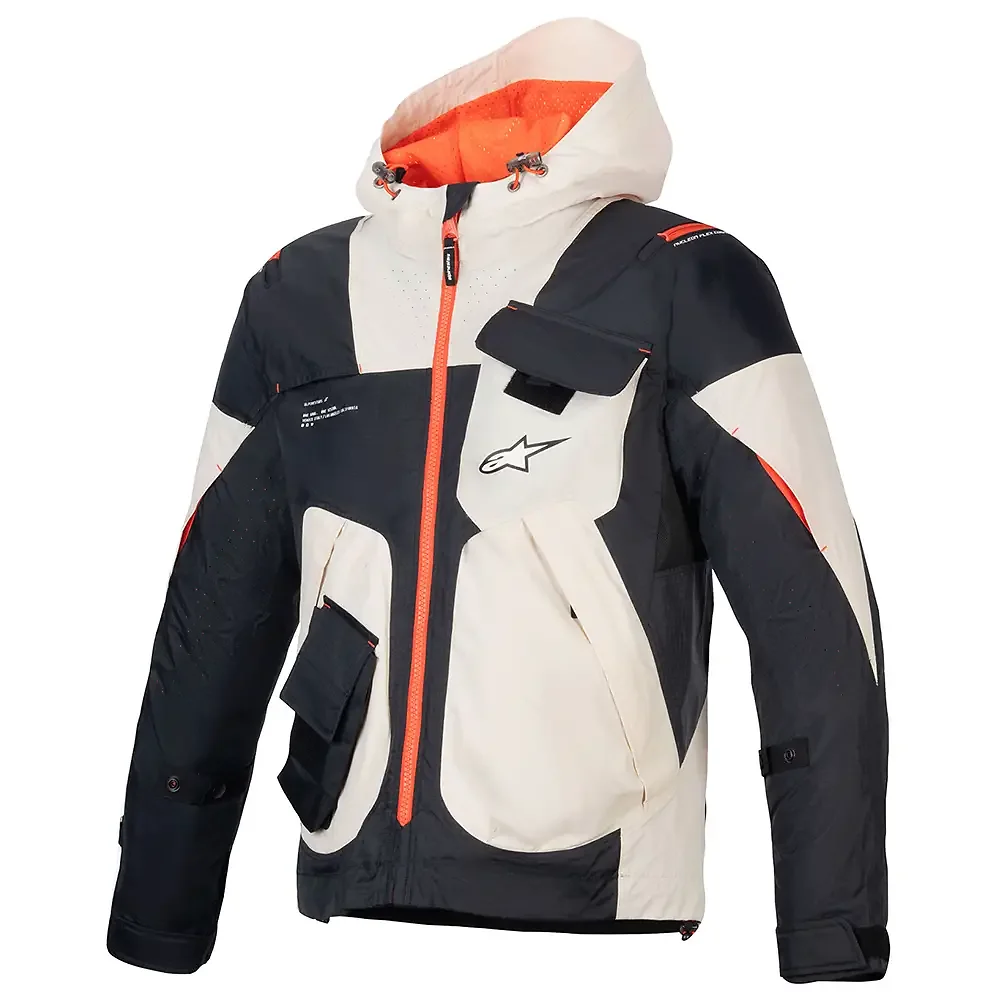 Materiales y estética visual de la versión Negro/Almendra/Naranja Brillante, 4XL del MOGRESS AIR Chaqueta - Moto Garage Miami