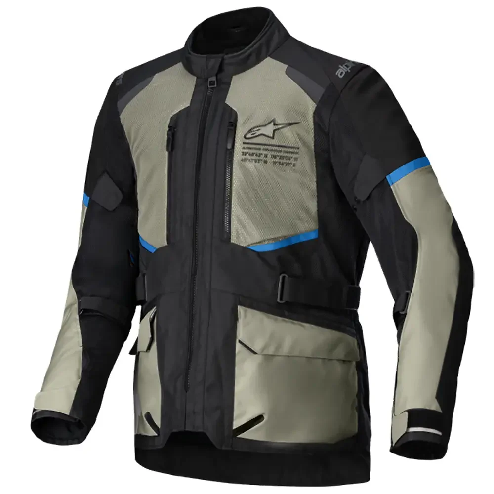 Materiales y estética visual de la versión Negro/Gris Laurel/Azul Brillante, 4XL del ANDES AIR Drystar® Chaqueta - Moto Garage Miami