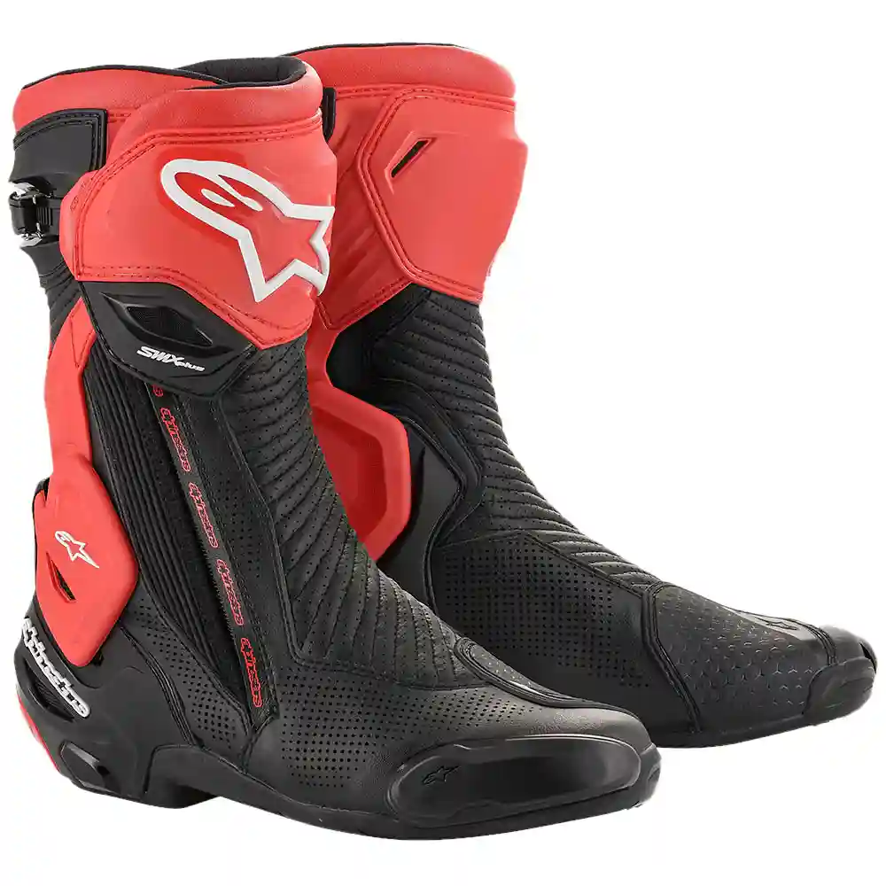 Detalle de pintura y diseño en tonalidad Negro/Rojo, 48 del SMX-PLUS V2 Ventiladas Botas - Moto Garage Miami
