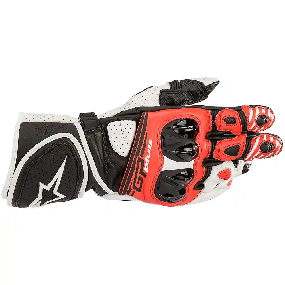 Detalle de pintura y diseño en tonalidad Negro/Blanco/Rojo, 3XL del Guantes GP PLUS R V2 - Moto Garage Miami