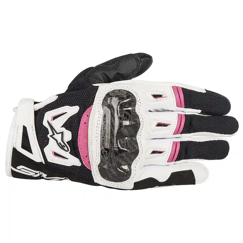 Materiales y estética visual de la versión Negro/Blanco/Fucsia, L del Guantes Stella SMX-2 AIR CARBON V2 - Moto Garage Miami