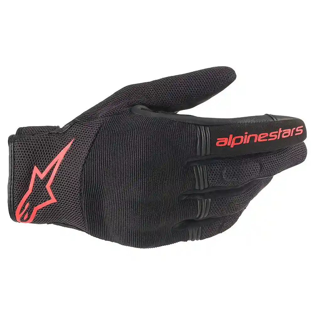 Materiales y estética visual de la versión Negro/Rojo Fluor, 3XL del Guantes Textil COPPER - Moto Garage Miami