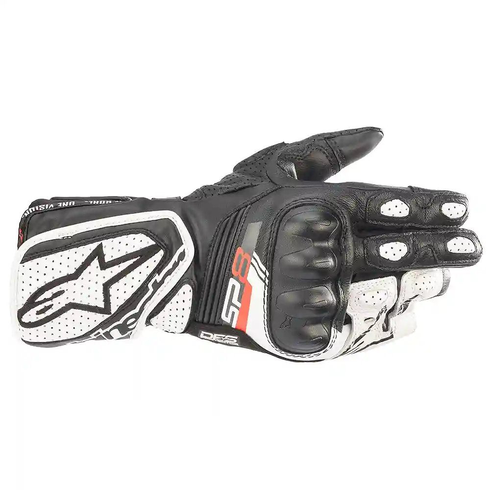 Materiales y estética visual de la versión Negro/Blanco, XL del Guantes Stella SP-8 V3 - Moto Garage Miami