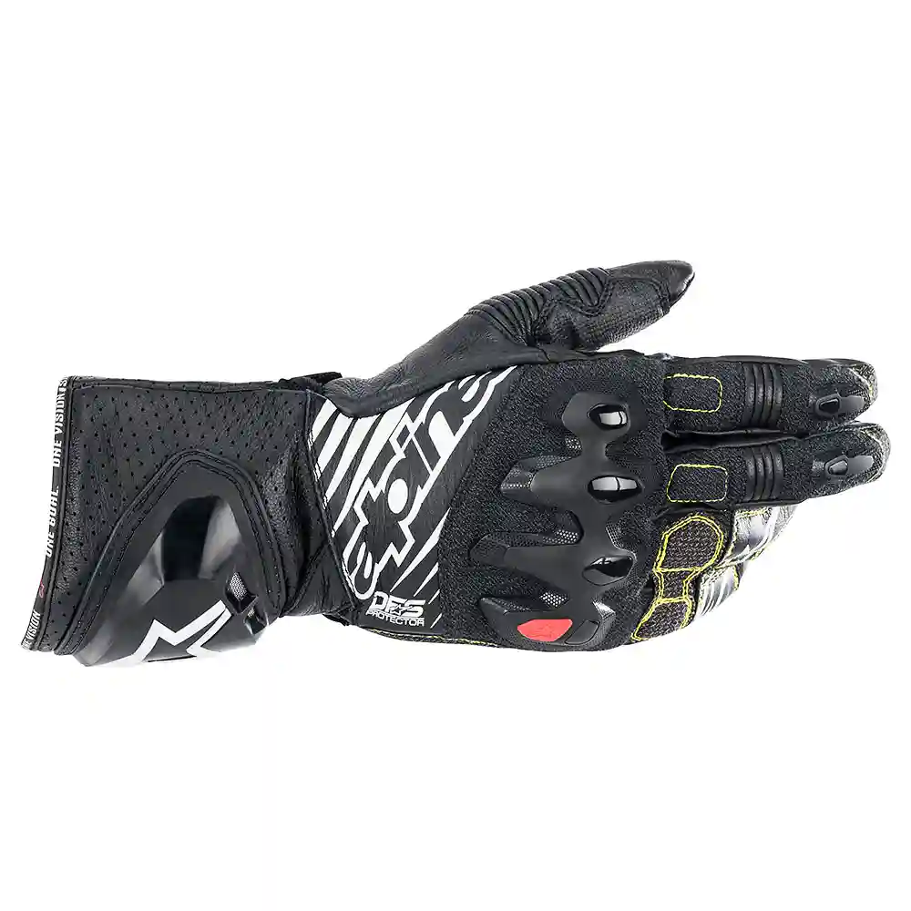 Detalle de pintura y diseño en tonalidad Negro/Blanco, 3XL del Guantes GP TECH V2 S - Moto Garage Miami