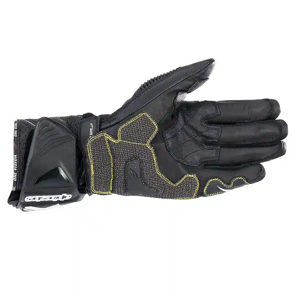 Vista frontal y diseño de calota del Guantes Alpinestars GP TECH V2 S - Moto Garage Miami