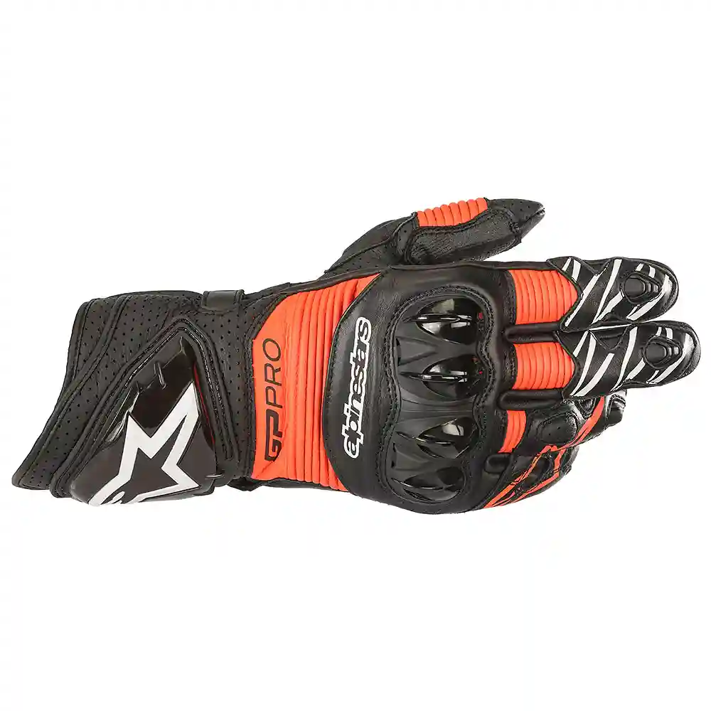 Detalle de pintura y diseño en tonalidad Negro/Rojo Fluor, 3XL del Guantes GP PRO RS3 - Moto Garage Miami