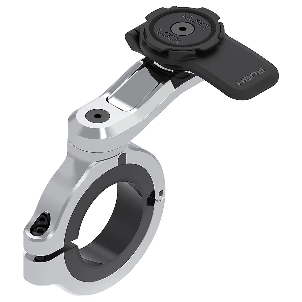 Materiales y estética visual de la versión Montaje Pro Cromado Grande del SOPORTE PARA MANILLAR DE MOTO PRO GRANDE - Moto Garage Miami