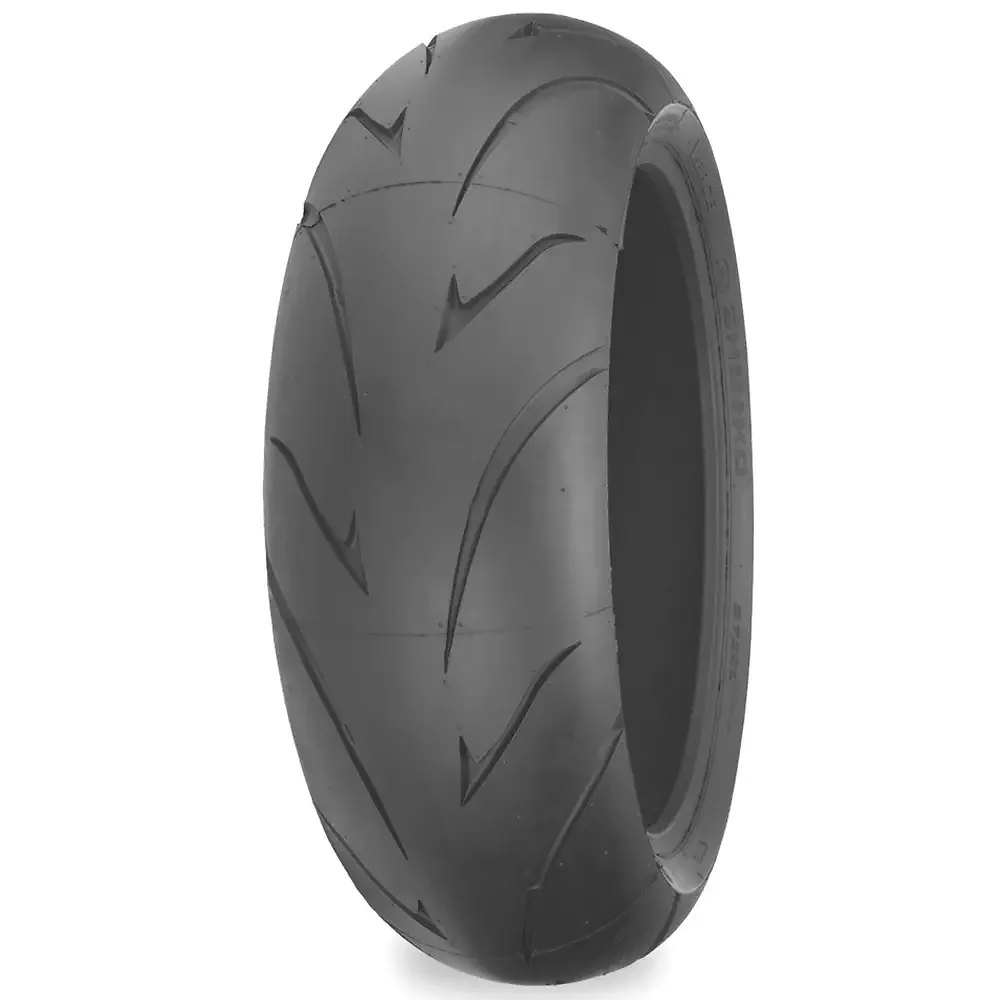 Vista frontal y diseño de calota del Shinko 150/80ZR16 71W - Moto Garage Miami