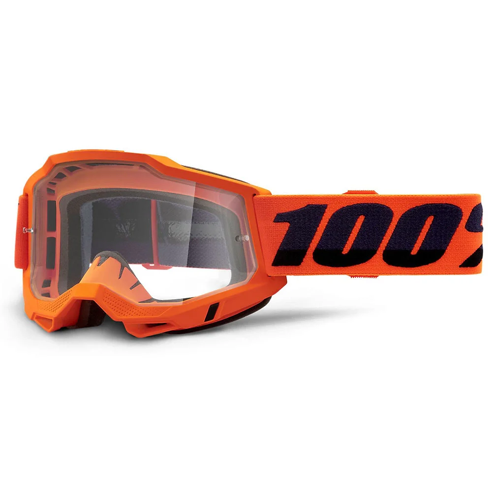Toma estructural y acabado gráfico Claro, Naranja Neón del modelo Goggles 100% ACCURI 2 - Moto Garage Miami