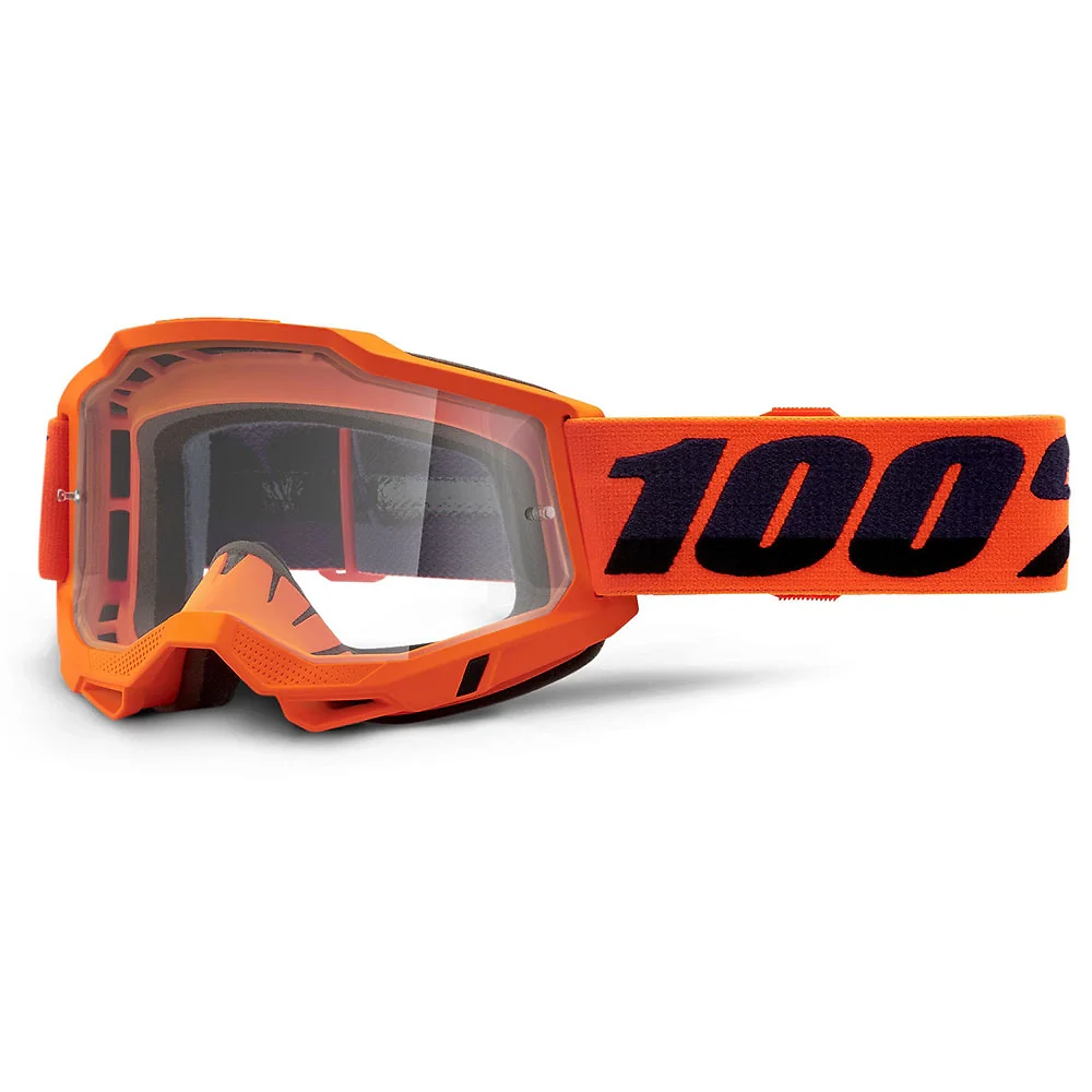 Detalle de pintura y diseño en tonalidad Claro, Naranja del Goggles 100% ACCURI 2 - Moto Garage Miami