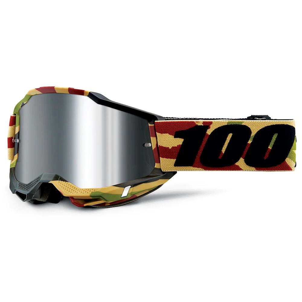 Materiales y estética visual de la versión Espejo Plata Flash, Mission del Goggles 100% ACCURI 2 - Moto Garage Miami