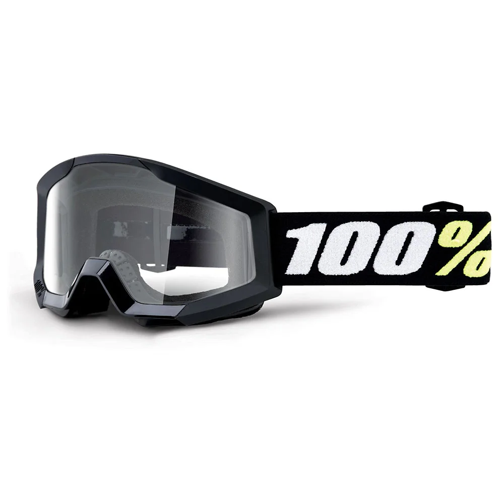 Detalle de pintura y diseño en tonalidad Claro, Negro del Goggles 100% STRATA 2 JUNIOR (Juvenil) - Moto Garage Miami