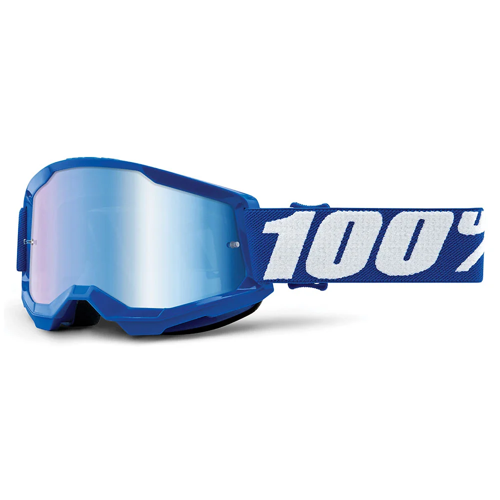 Toma estructural y acabado gráfico Espejo Rojo/Azul, Azul del modelo Goggles 100% STRATA 2 JUNIOR (Juvenil) - Moto Garage Miami