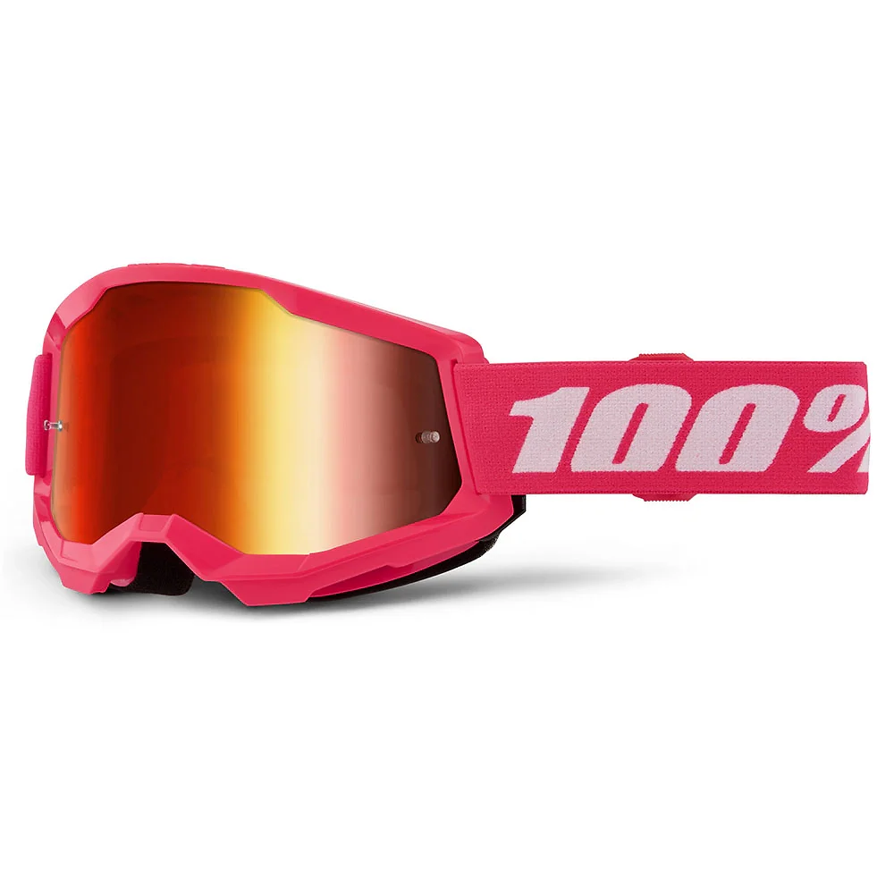 Toma estructural y acabado gráfico Espejo Rojo, Rosa del modelo Goggles 100% STRATA 2 JUNIOR (Juvenil) - Moto Garage Miami