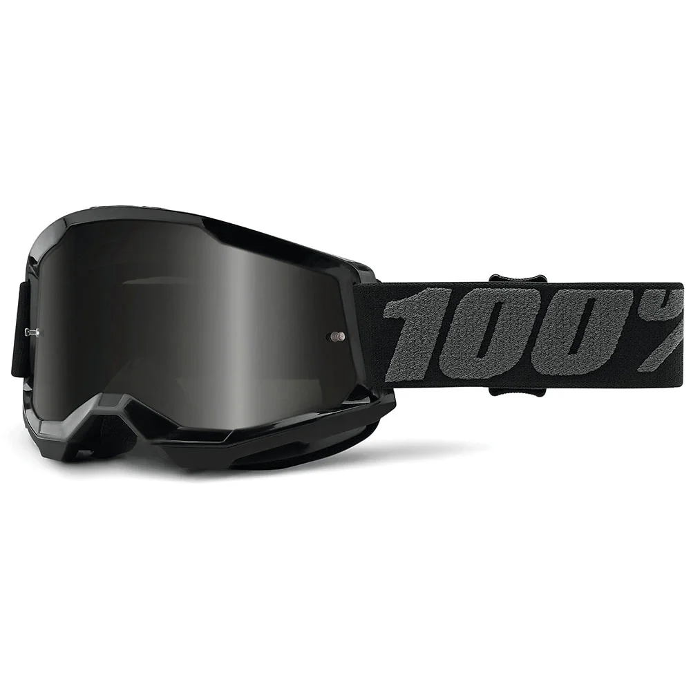 Materiales y estética visual de la versión Ahumado, Negro del Goggles 100% STRATA 2 SAND - Moto Garage Miami